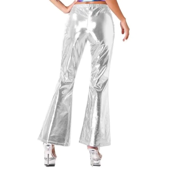 NEW Indigo Rising Metallic Silver Party Casual Former Pants Size Boot Cut M - Picture 3 of 7